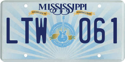 MS license plate LTW061
