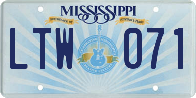 MS license plate LTW071