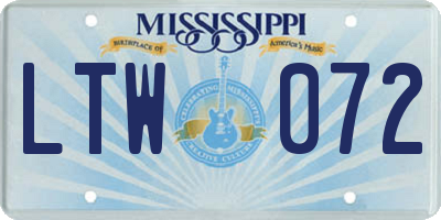 MS license plate LTW072