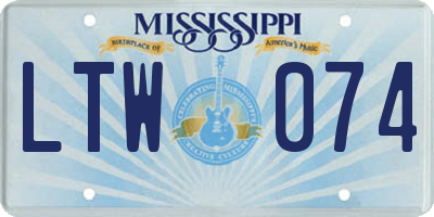 MS license plate LTW074