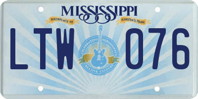MS license plate LTW076