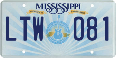 MS license plate LTW081