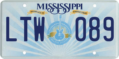 MS license plate LTW089