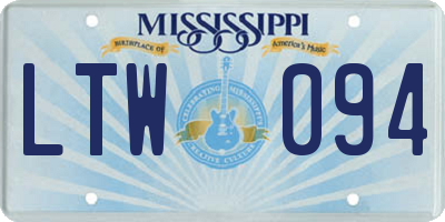 MS license plate LTW094