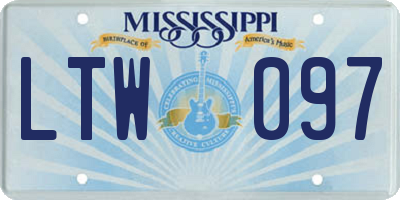 MS license plate LTW097