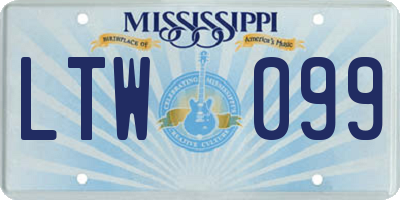 MS license plate LTW099