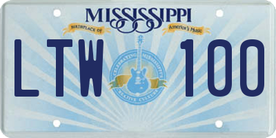 MS license plate LTW100