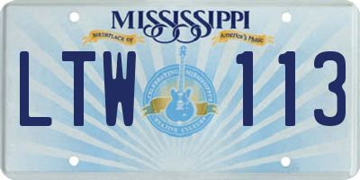 MS license plate LTW113