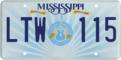MS license plate LTW115