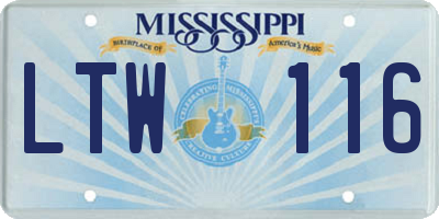 MS license plate LTW116