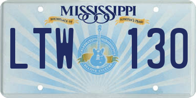 MS license plate LTW130