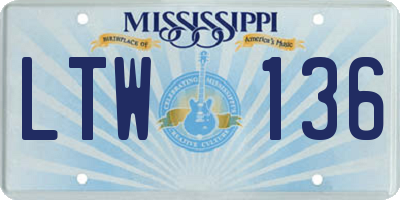 MS license plate LTW136