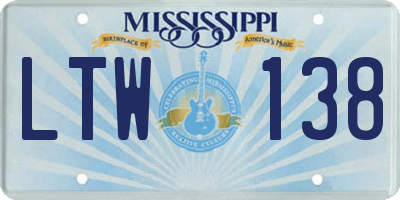 MS license plate LTW138