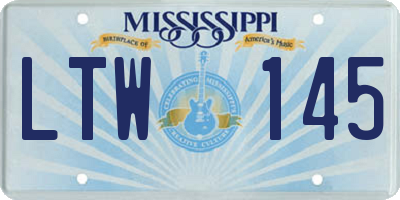 MS license plate LTW145