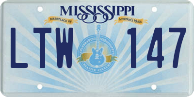 MS license plate LTW147