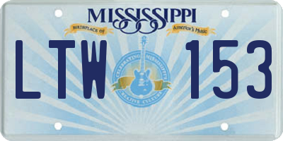 MS license plate LTW153