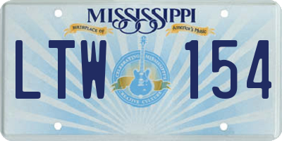 MS license plate LTW154