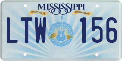 MS license plate LTW156