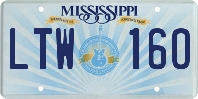 MS license plate LTW160