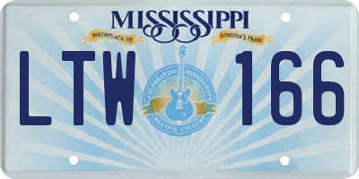 MS license plate LTW166