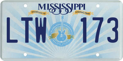 MS license plate LTW173