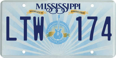 MS license plate LTW174