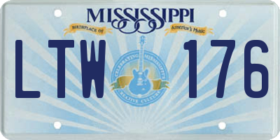 MS license plate LTW176