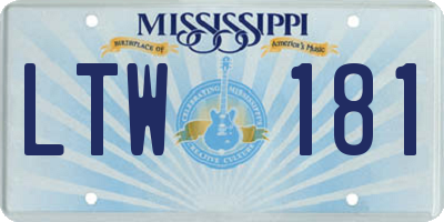 MS license plate LTW181