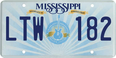 MS license plate LTW182