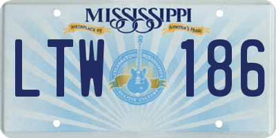 MS license plate LTW186