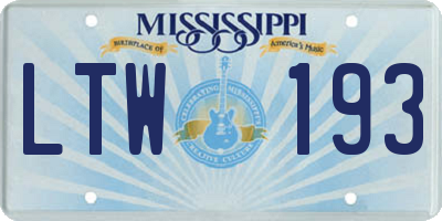 MS license plate LTW193