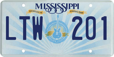 MS license plate LTW201