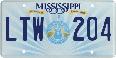 MS license plate LTW204
