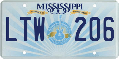 MS license plate LTW206
