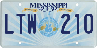 MS license plate LTW210