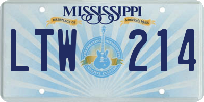 MS license plate LTW214