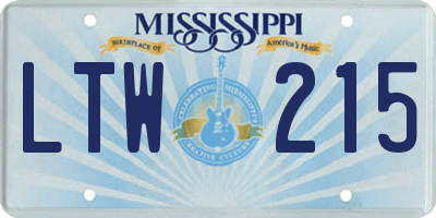 MS license plate LTW215