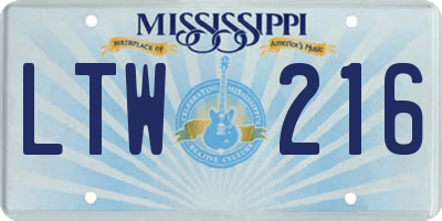 MS license plate LTW216