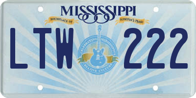 MS license plate LTW222