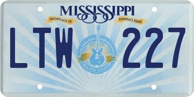 MS license plate LTW227