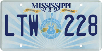 MS license plate LTW228