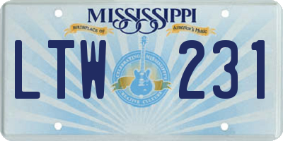 MS license plate LTW231