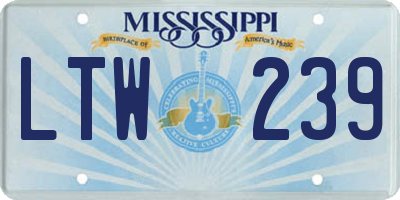 MS license plate LTW239
