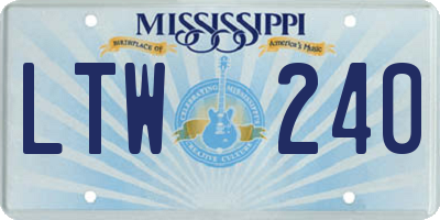 MS license plate LTW240
