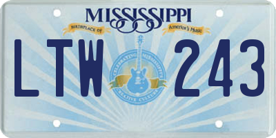 MS license plate LTW243