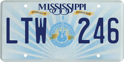 MS license plate LTW246