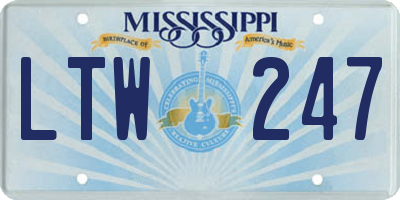 MS license plate LTW247