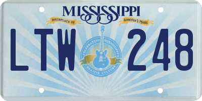 MS license plate LTW248
