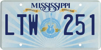 MS license plate LTW251