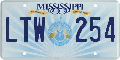 MS license plate LTW254